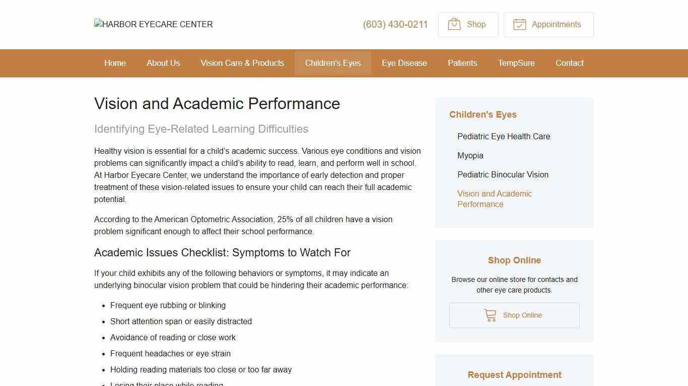 Vision and Academic Performance – Exeter NH Harbor Eyecare Center