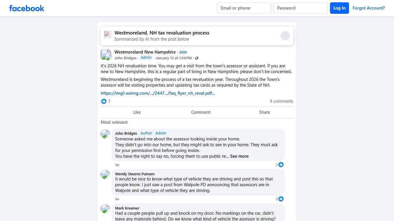 Westmoreland New Hampshire It's 2026 NH revaluation time Facebook